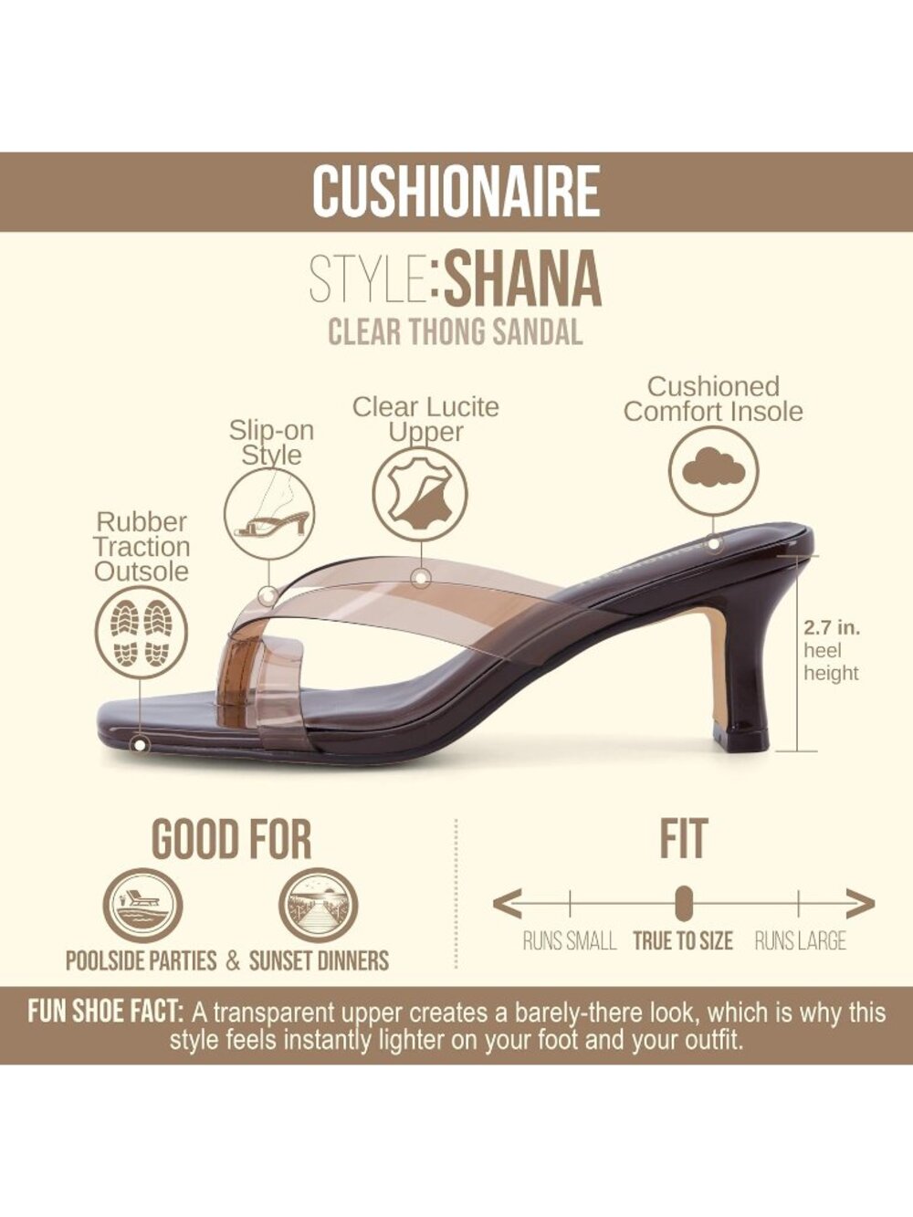 Women's Cafe Shana Clear Jelly Strap Heels Flared Kitten Heel Slide Split Toe - Picture 4 of 7